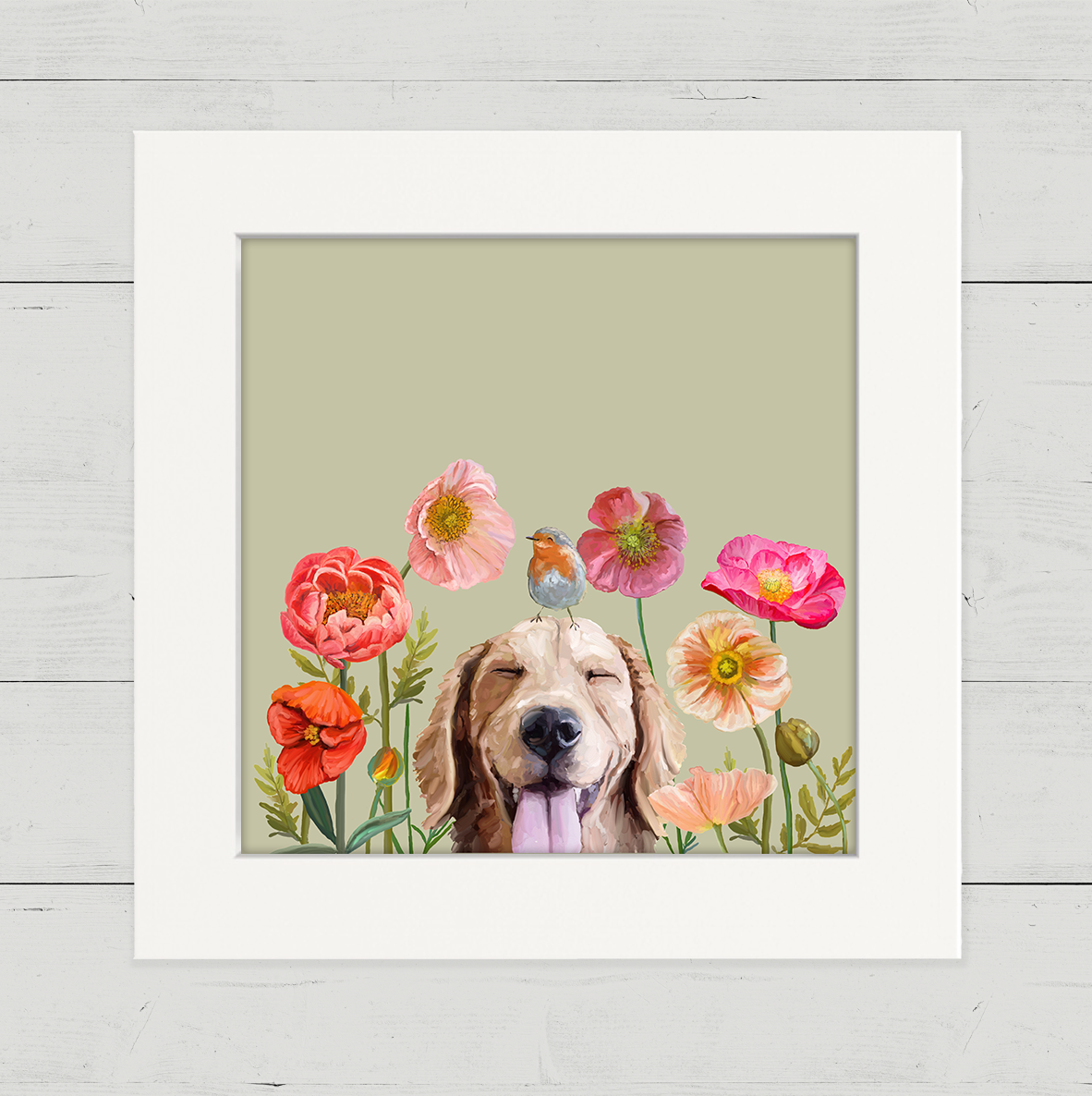 Dogs and Birds - Golden Happy Square™