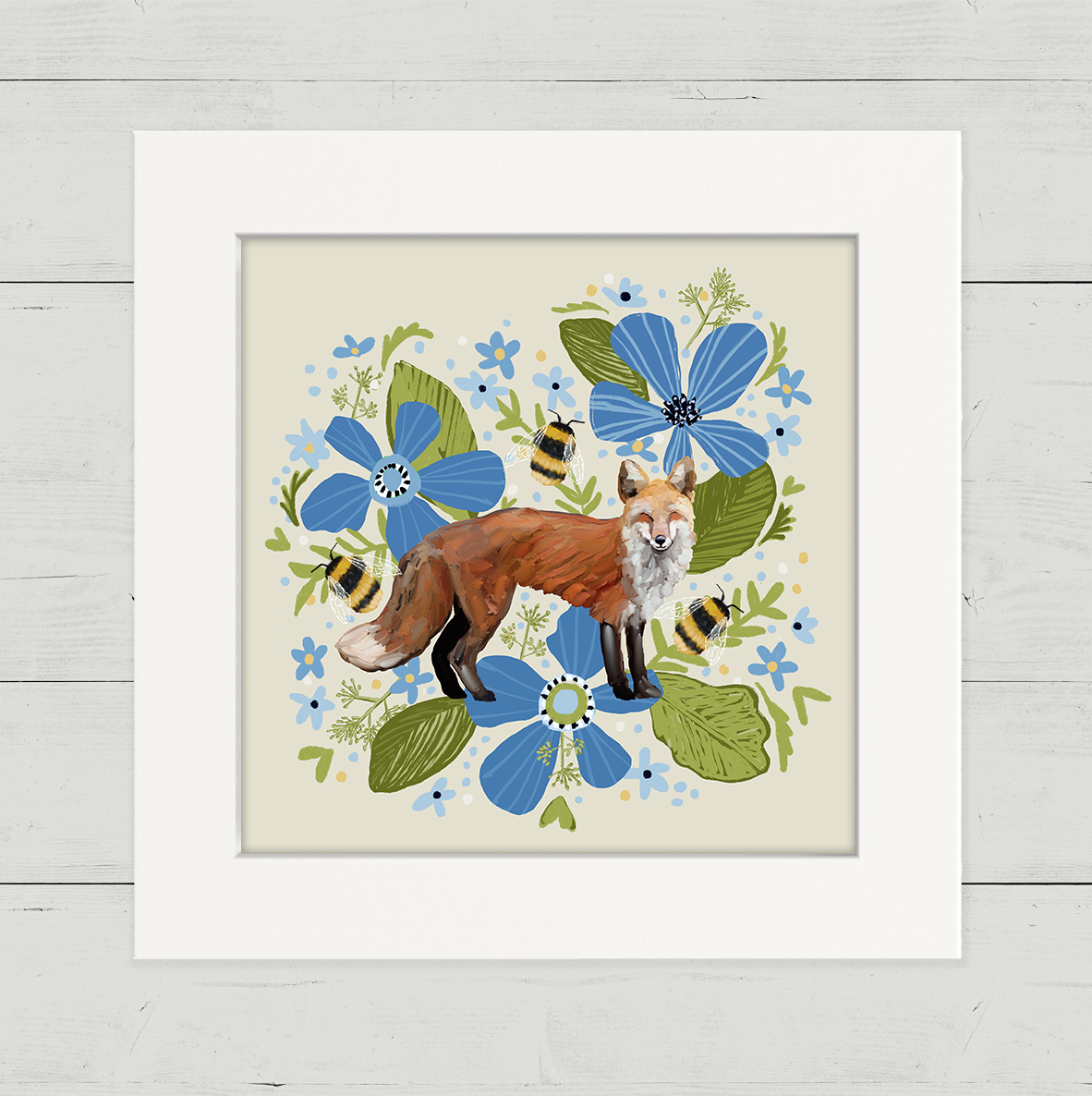 Floral Fox Happy Square™