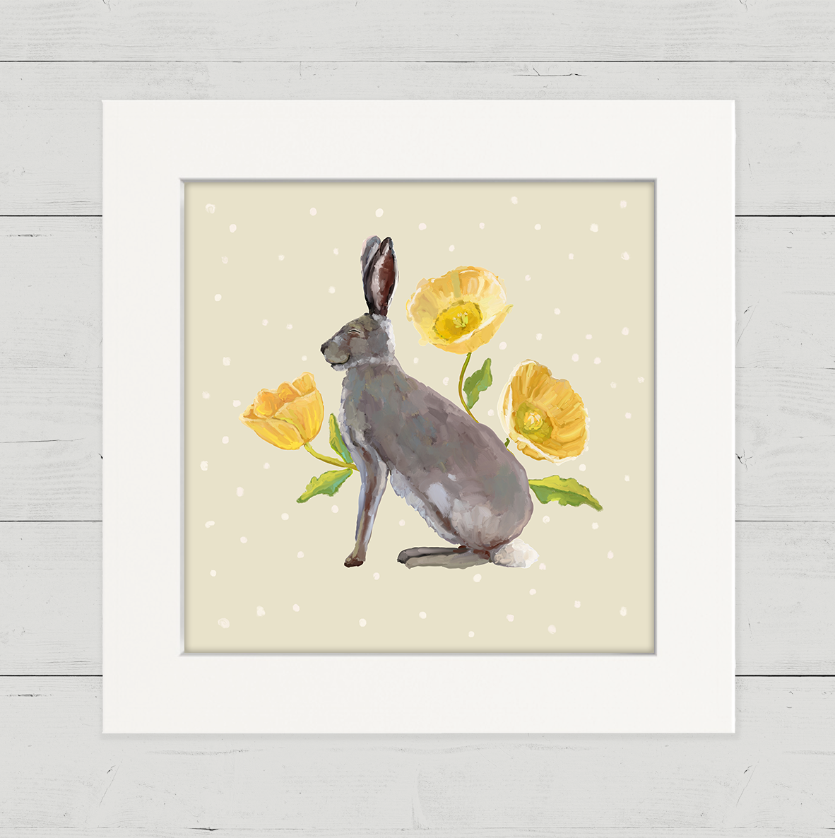 Floral Rabbit Happy Square™