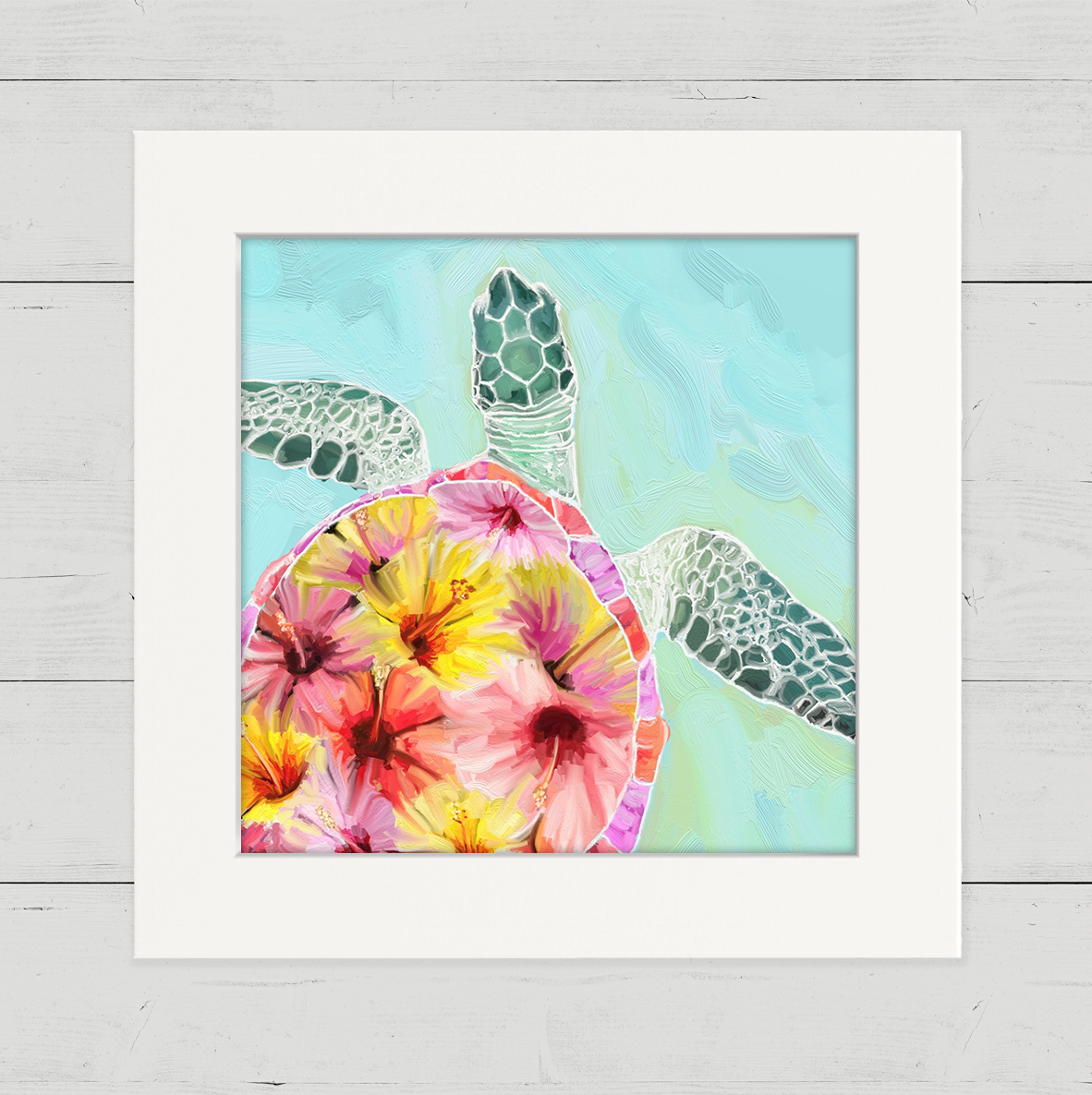 Hibiscus Sea Turtle Happy Square