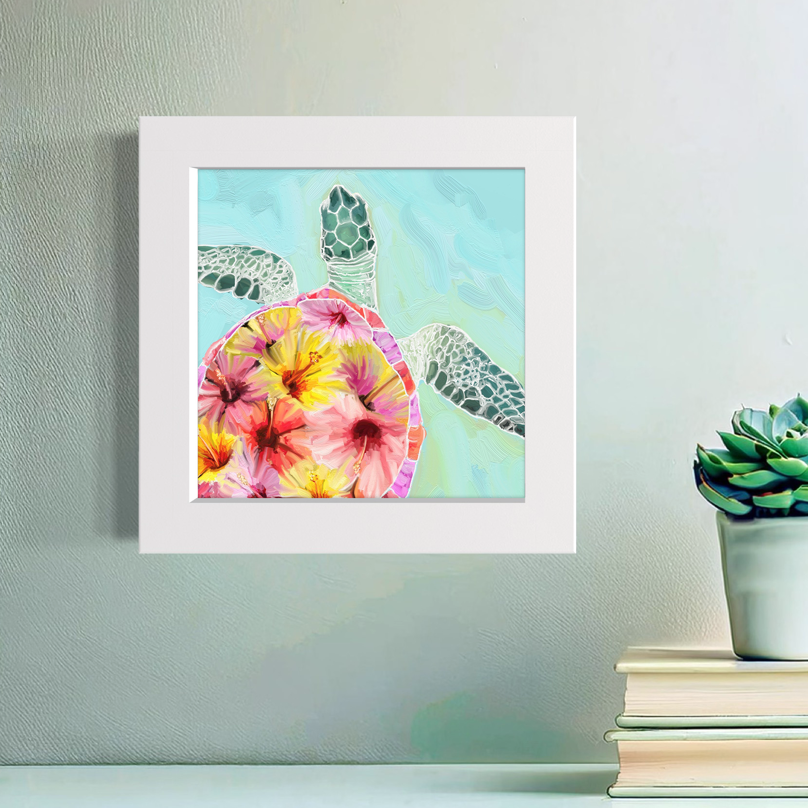 Hibiscus Sea Turtle Happy Square
