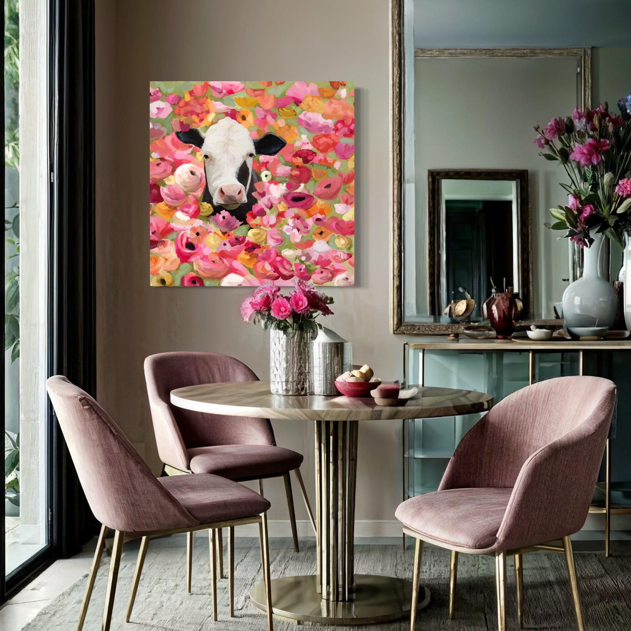 Wildflower Cow Canvas Wrap
