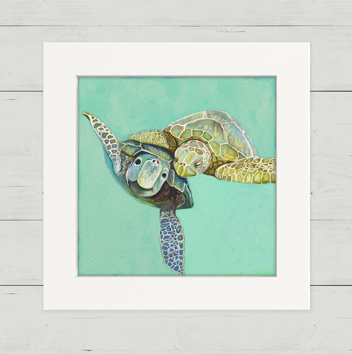 Sea Turtle Honeymoon Happy Square™