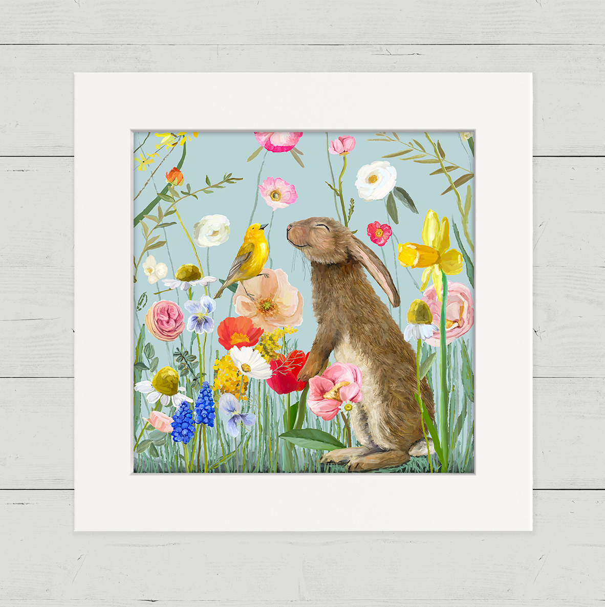 Springtime Friends - Bun and Bird Happy Square™