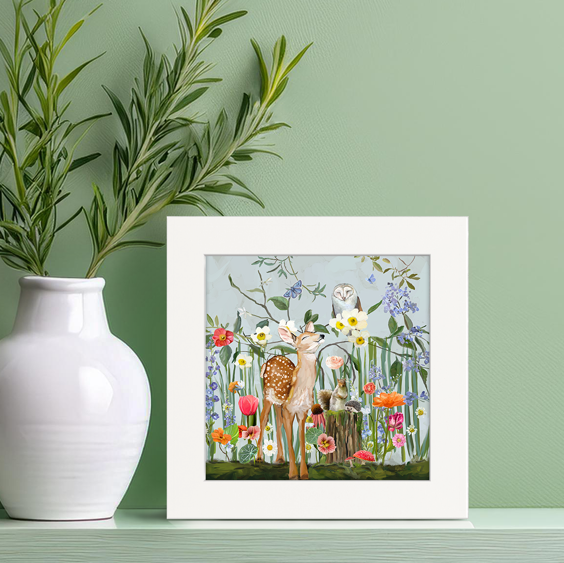 Springtime Friends - Fawn and Owl Happy Square™