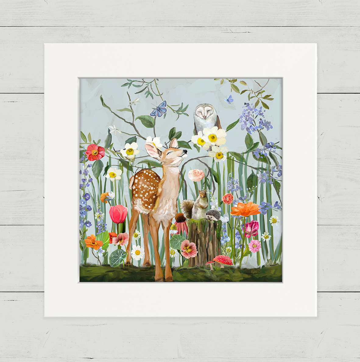 Springtime Friends - Fawn and Owl Happy Square™