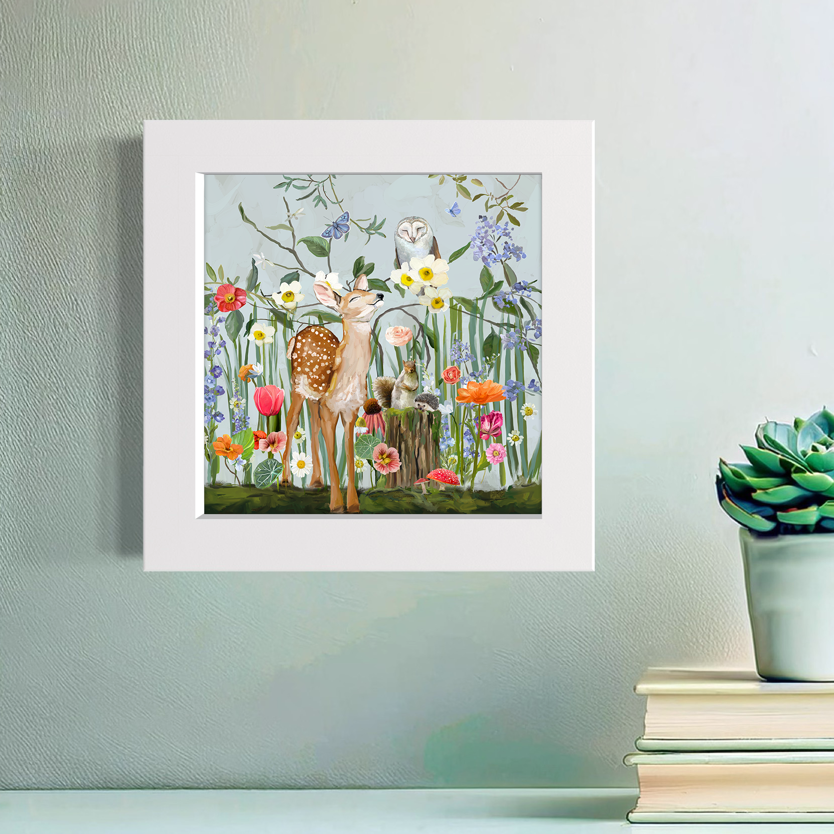 Springtime Friends - Fawn and Owl Happy Square™