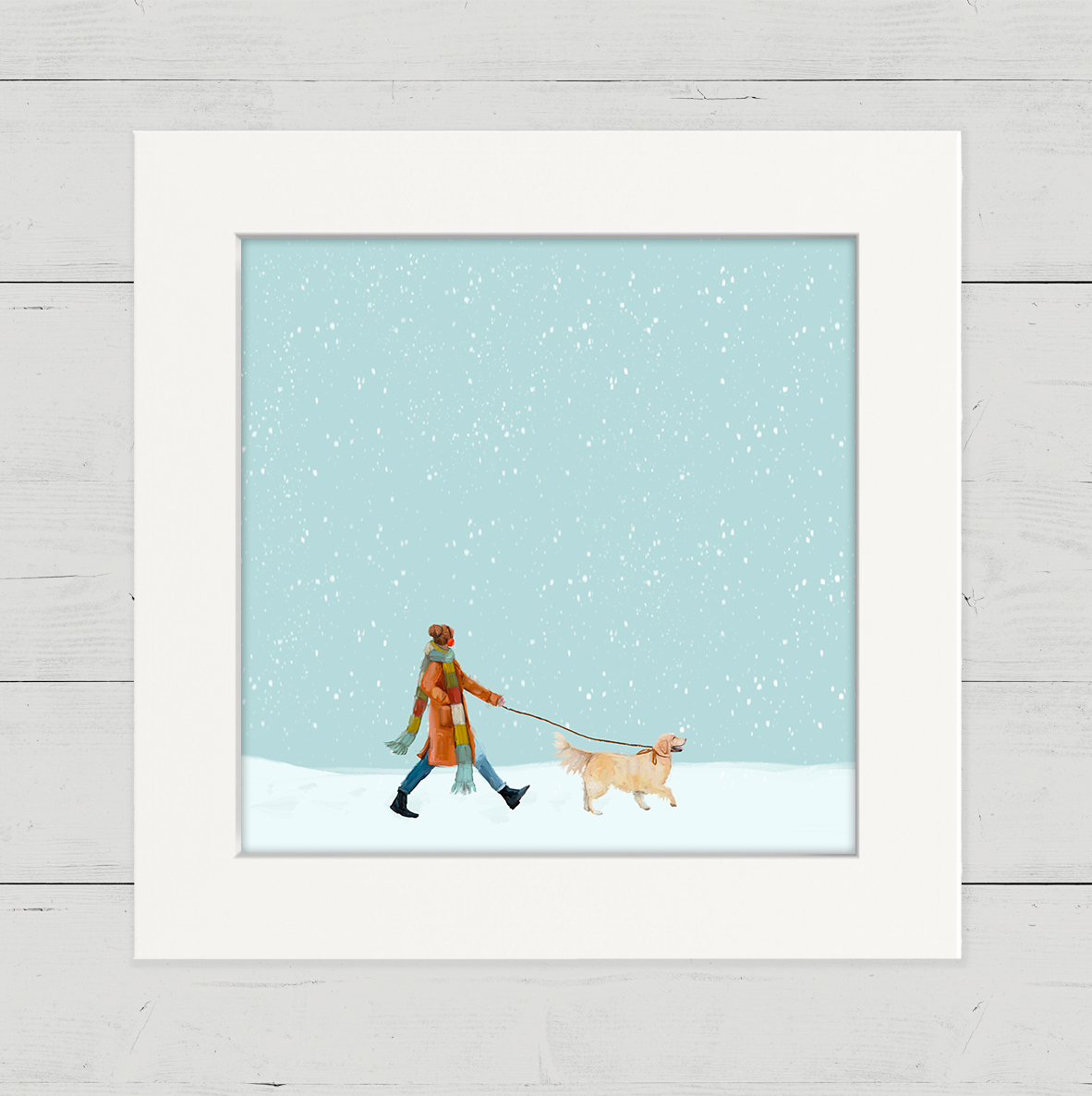 Winter Walks - Golden Retriever Happy Square™