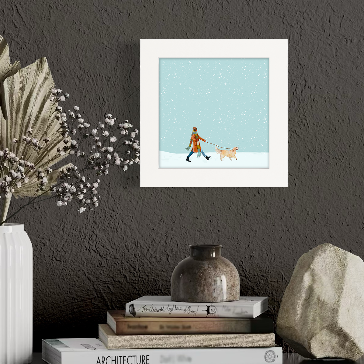 Winter Walks - Golden Retriever Happy Square™