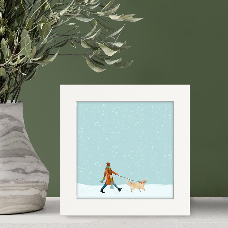 Winter Walks - Golden Retriever Happy Square™