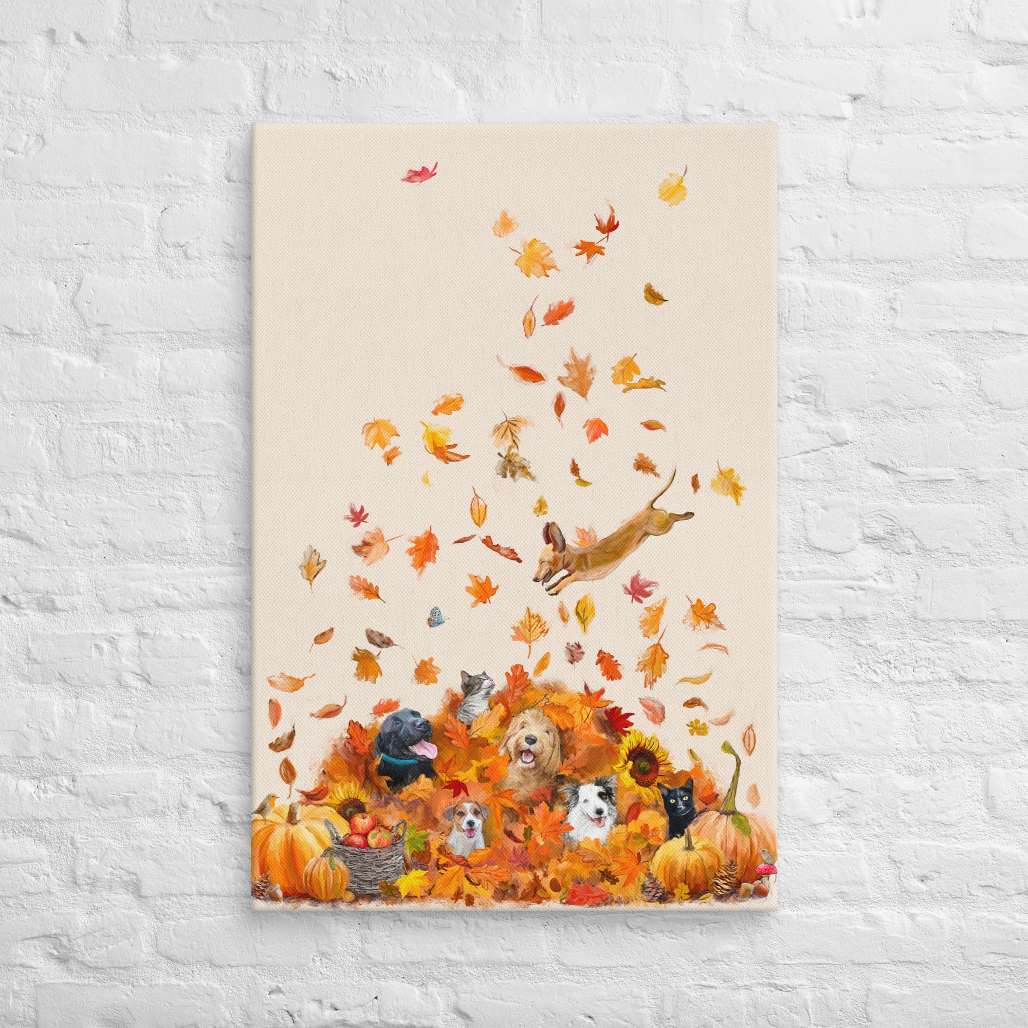 Leaf Pile Pals Canvas Wrap – Cathy Walters Art