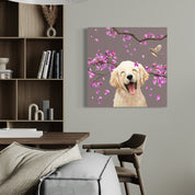 Dogs and Birds - Golden Retriever Pup Canvas Wrap