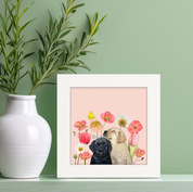 Pups and Bugs - Black and Yellow Labs Happy Square™