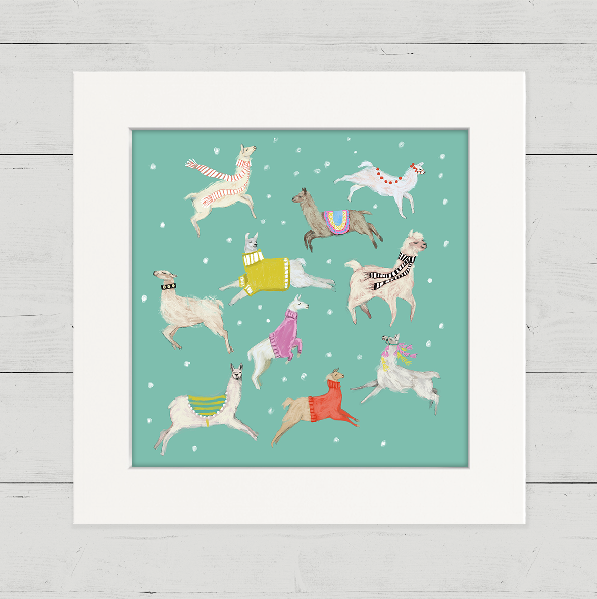 10 Llamas Leaping Happy Square