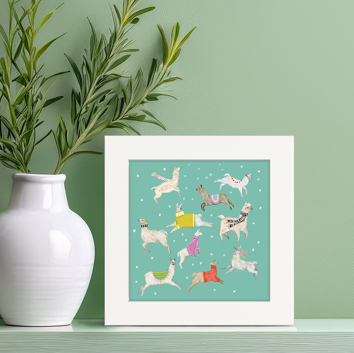 10 Llamas Leaping Happy Square