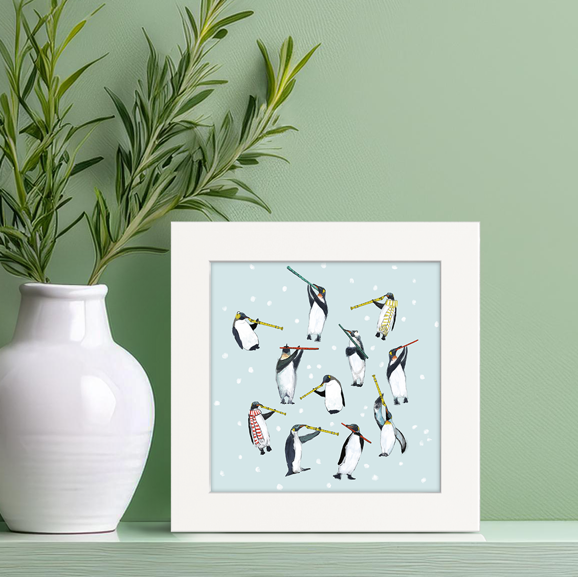 11 Penguins Piping Happy Square