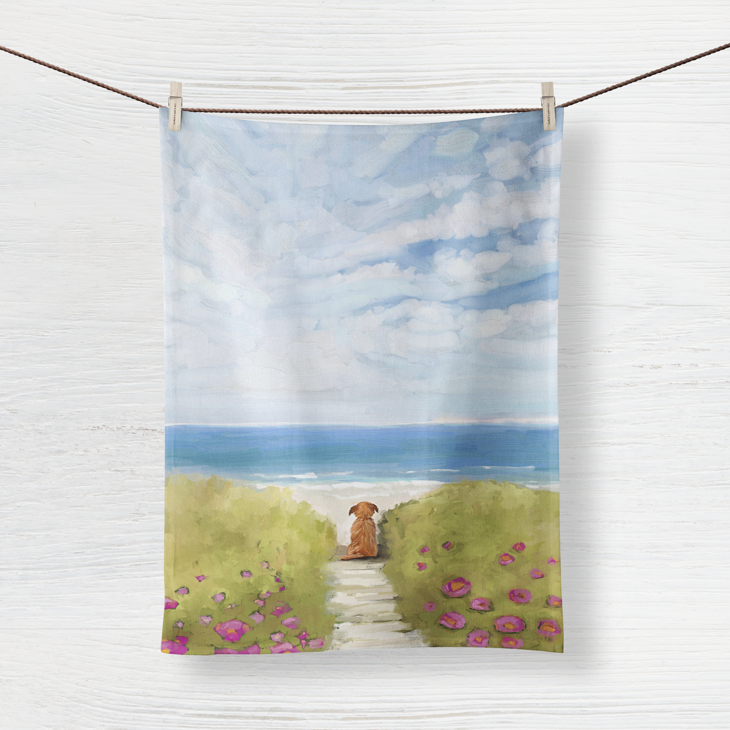 A Quiet Day at the Beach Tea Towel