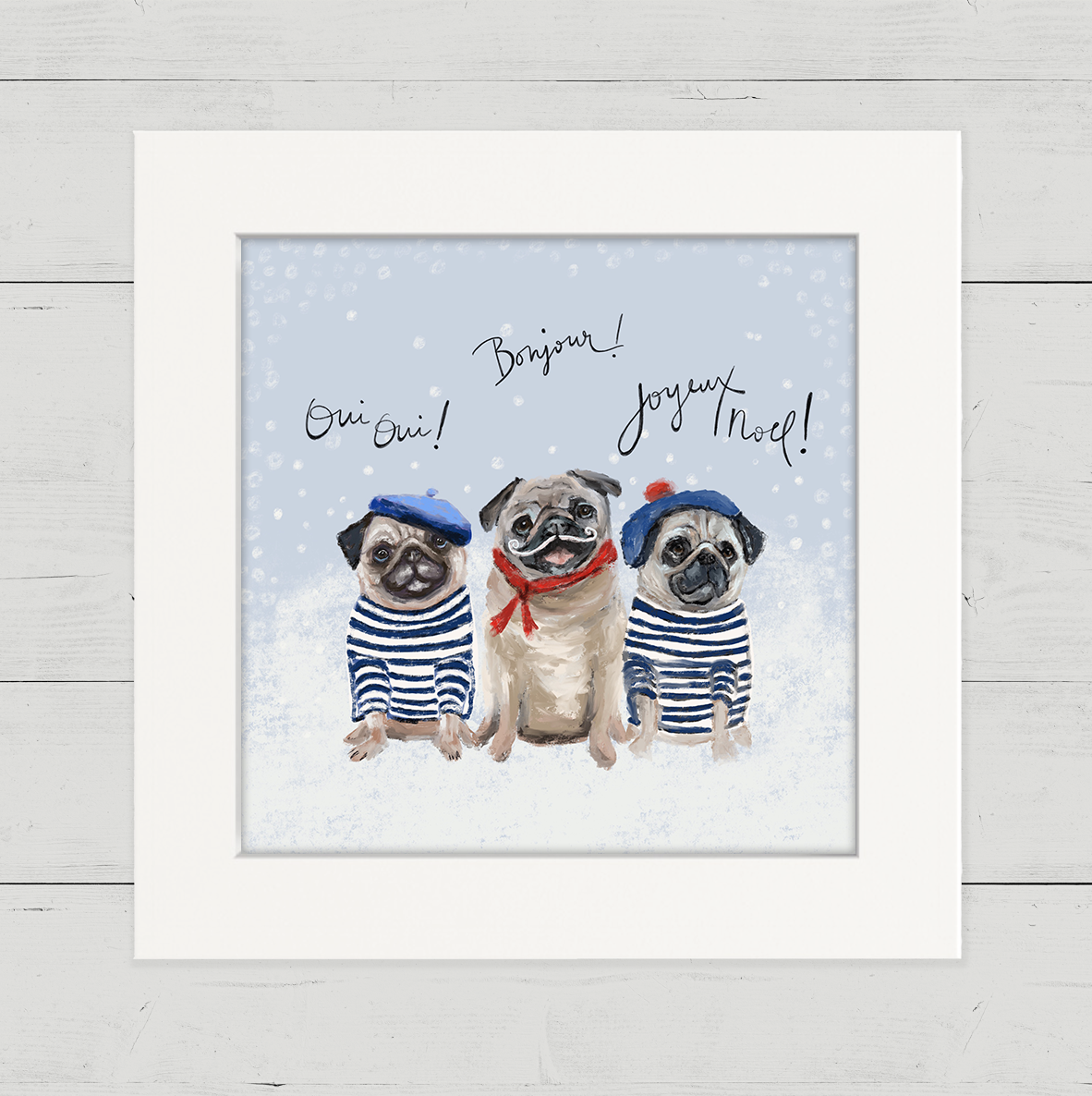 3 French Pugs Happy Square
