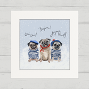 3 French Pugs Happy Square