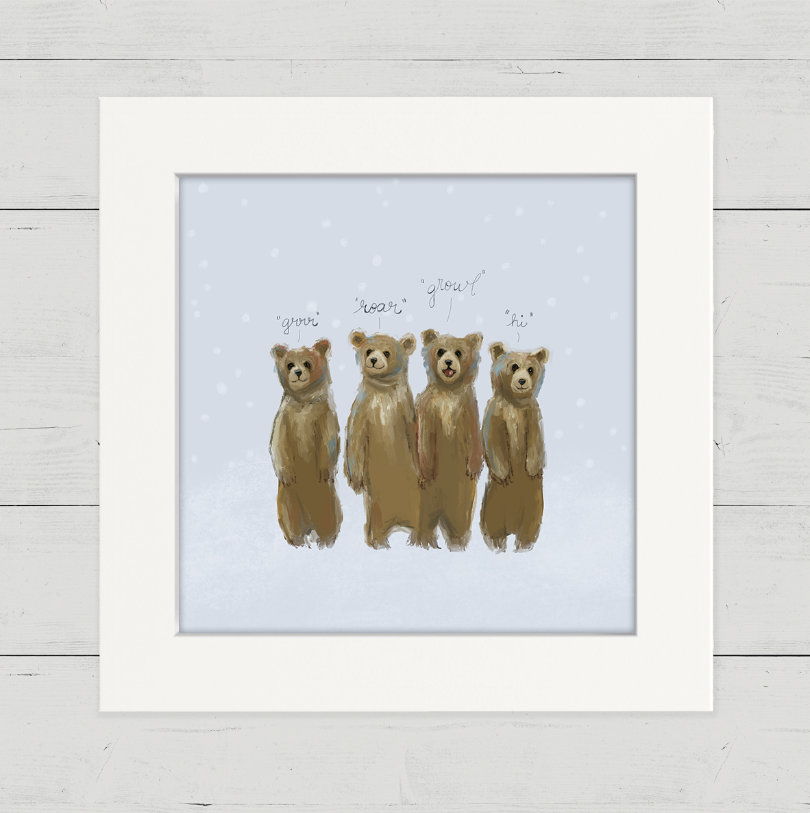 4 Growling Bears Happy Square