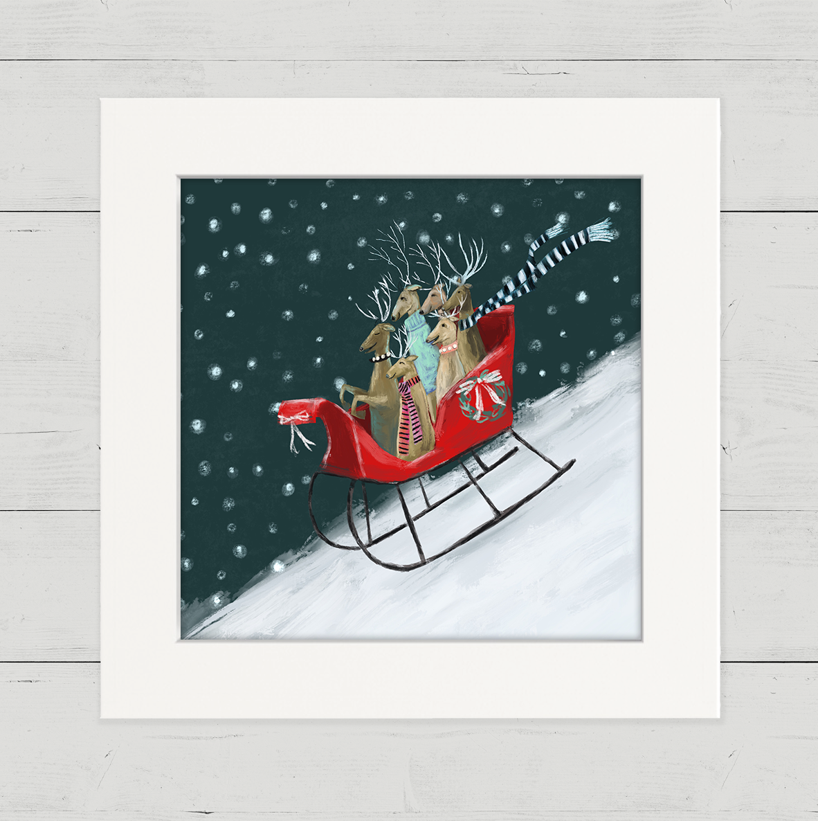 6 Deer a Sleighing Happy Square