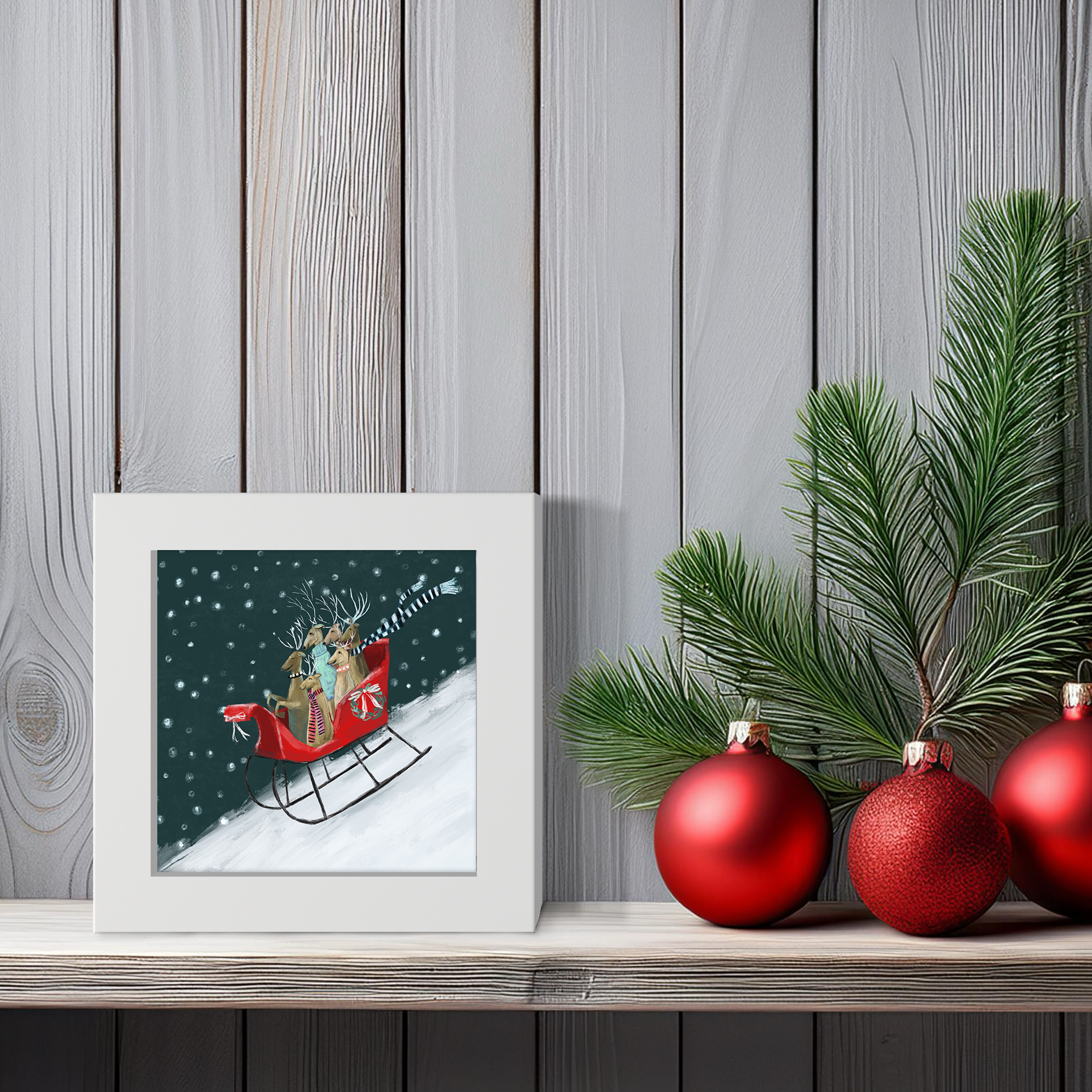 6 Deer a Sleighing Happy Square
