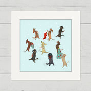 9 Dachshunds Dancing Happy Square