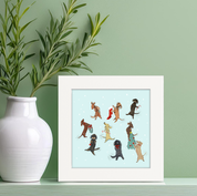 9 Dachshunds Dancing Happy Square