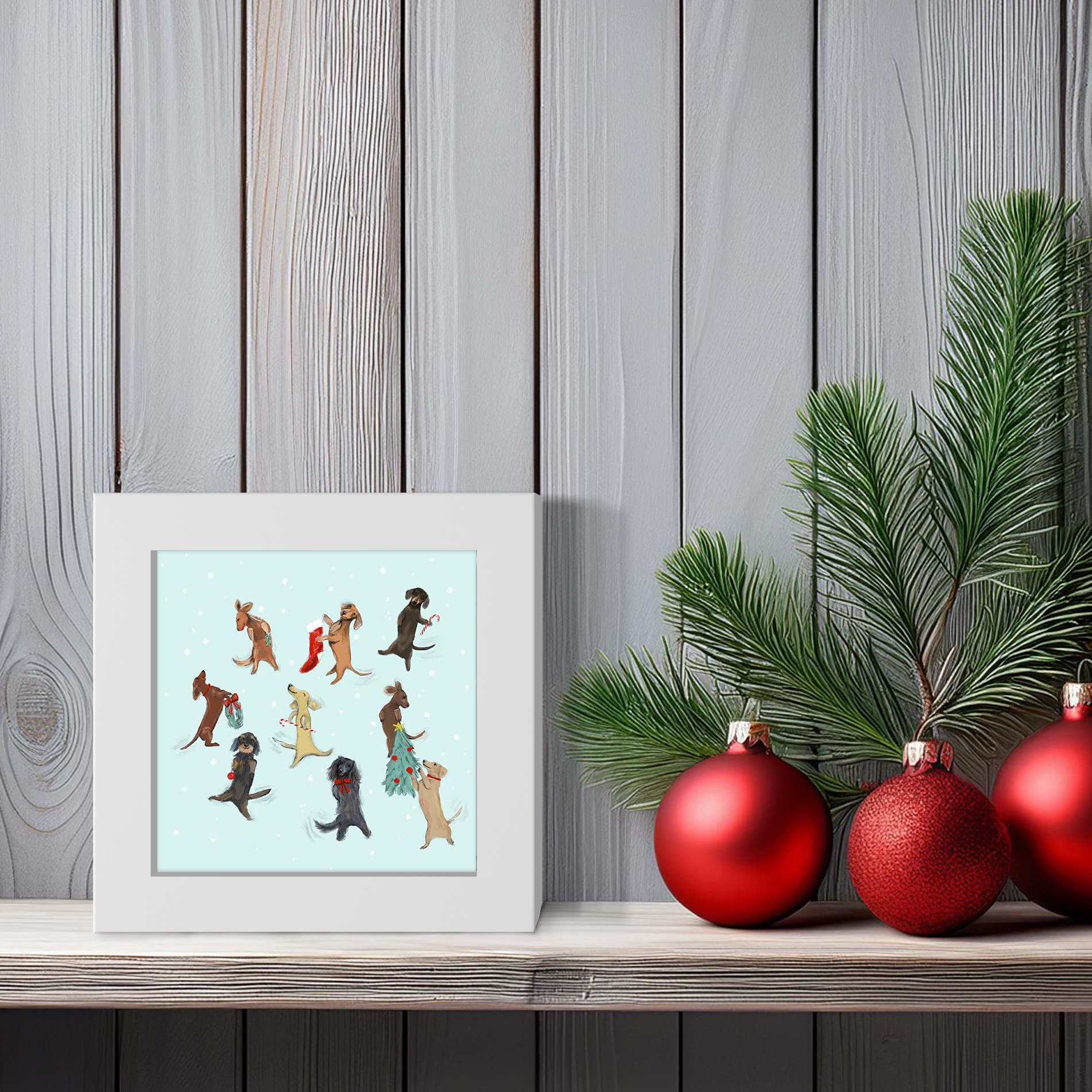 9 Dachshunds Dancing Happy Square