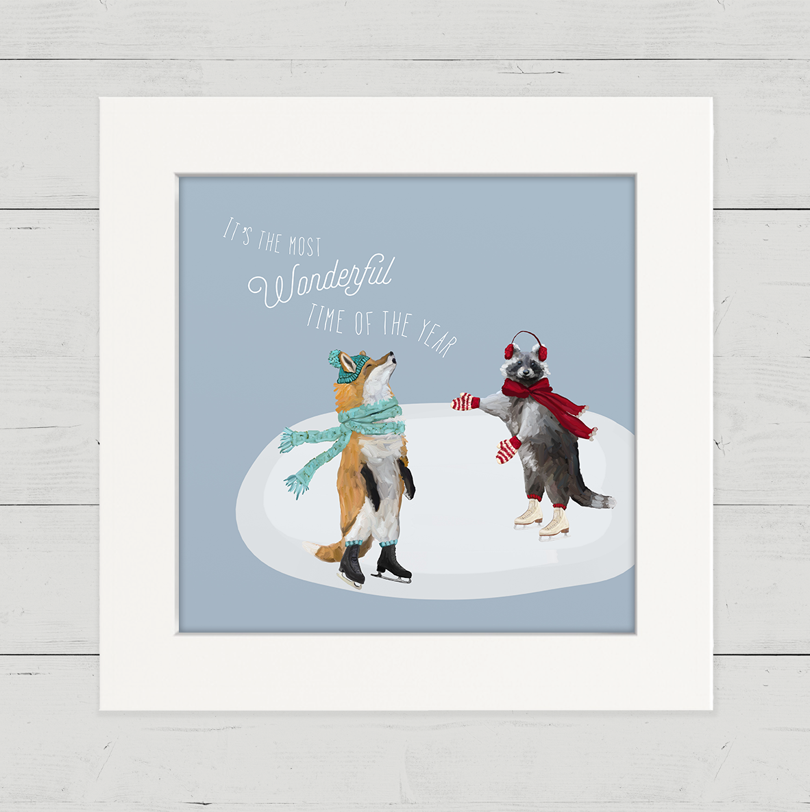 A Very Merry Fox and Raccoon Happy Square