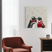 A Very Merry Penguin Pair Canvas Wrap