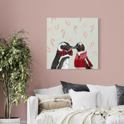 A Very Merry Penguin Pair Canvas Wrap