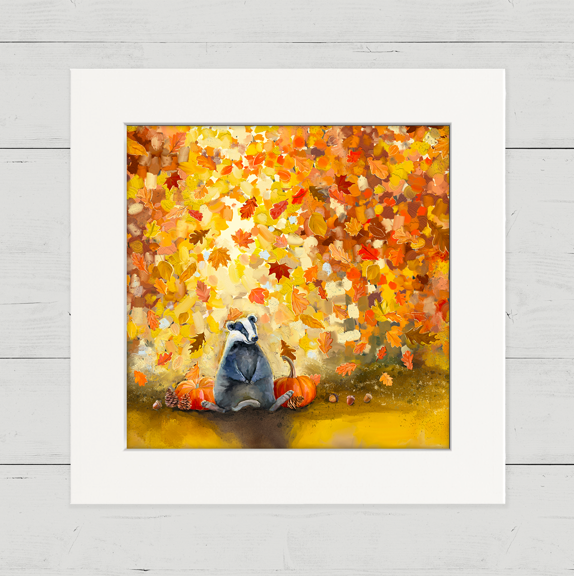 Autumn Badger Happy Square