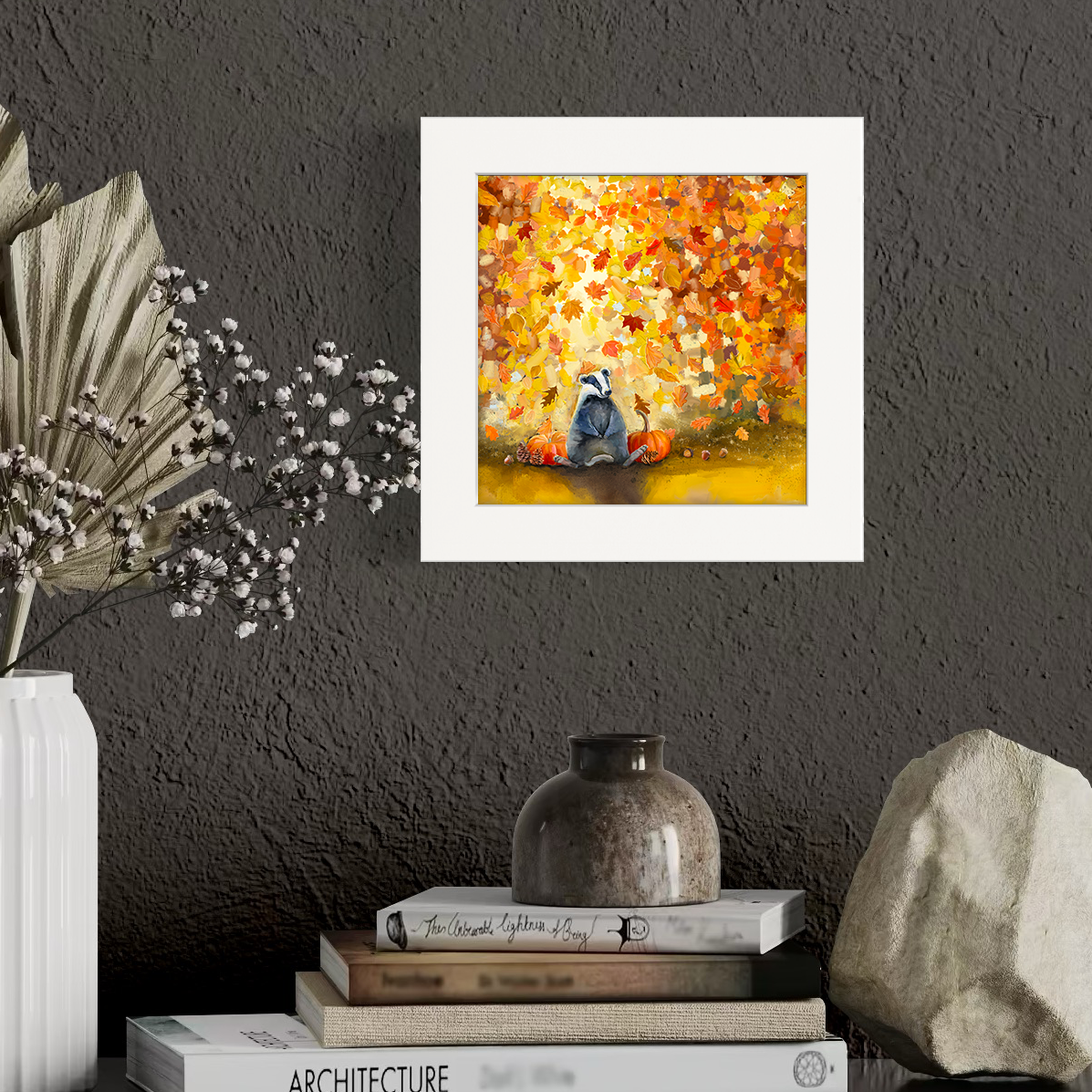 Autumn Badger Happy Square