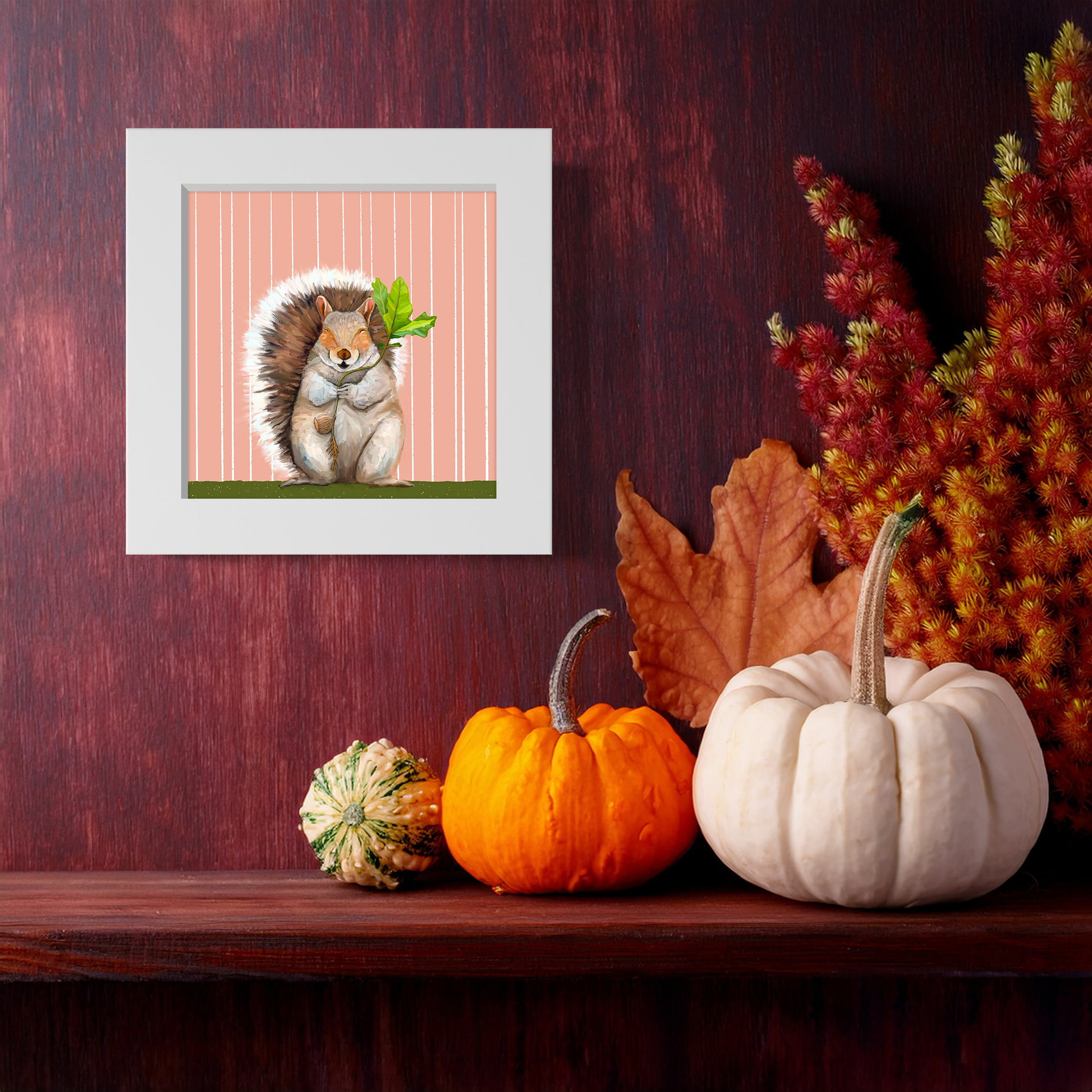 Autumn Squirrel Happy Square