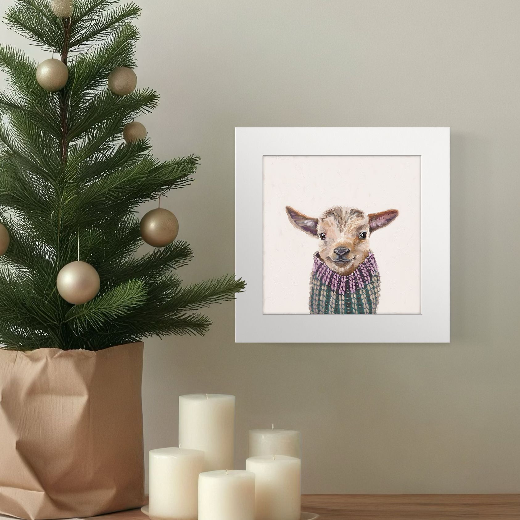 Baby Goat in Sweater Happy Square