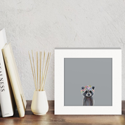 Baby Raccoon with Flowers Happy Square