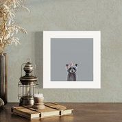 Baby Raccoon with Flowers Happy Square