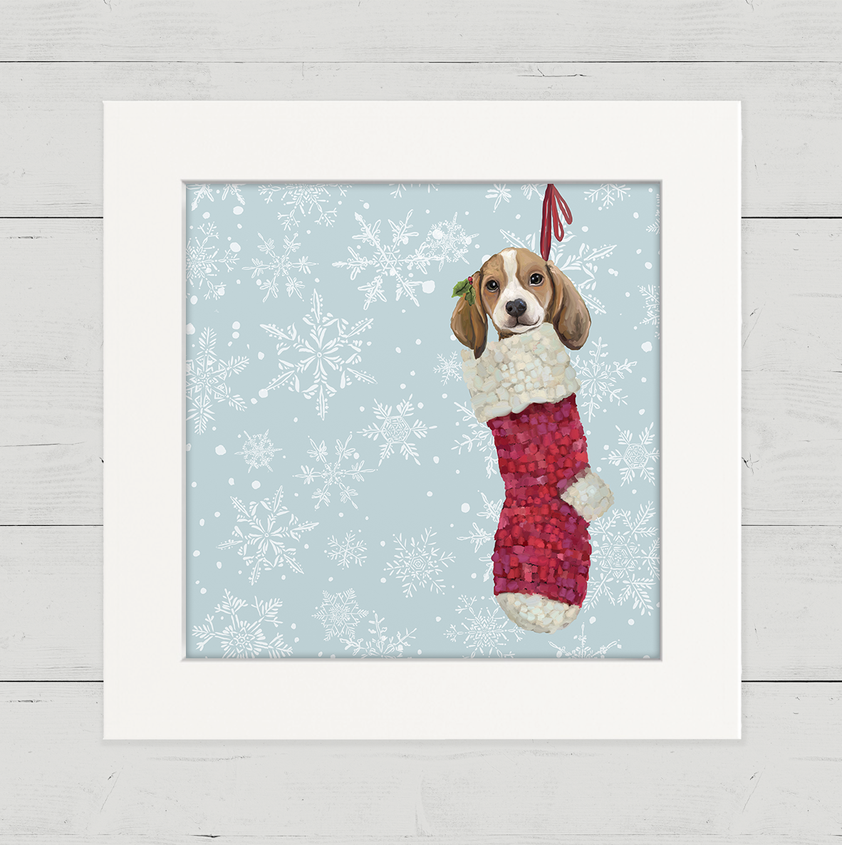 Beagle Pup in Stocking Happy Square