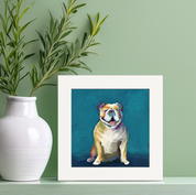 Best Friend - Bulldog on Blue Happy Square™