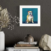 Best Friend - Bulldog on Blue Happy Square™
