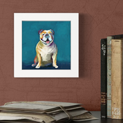 Best Friend - Bulldog on Blue Happy Square™