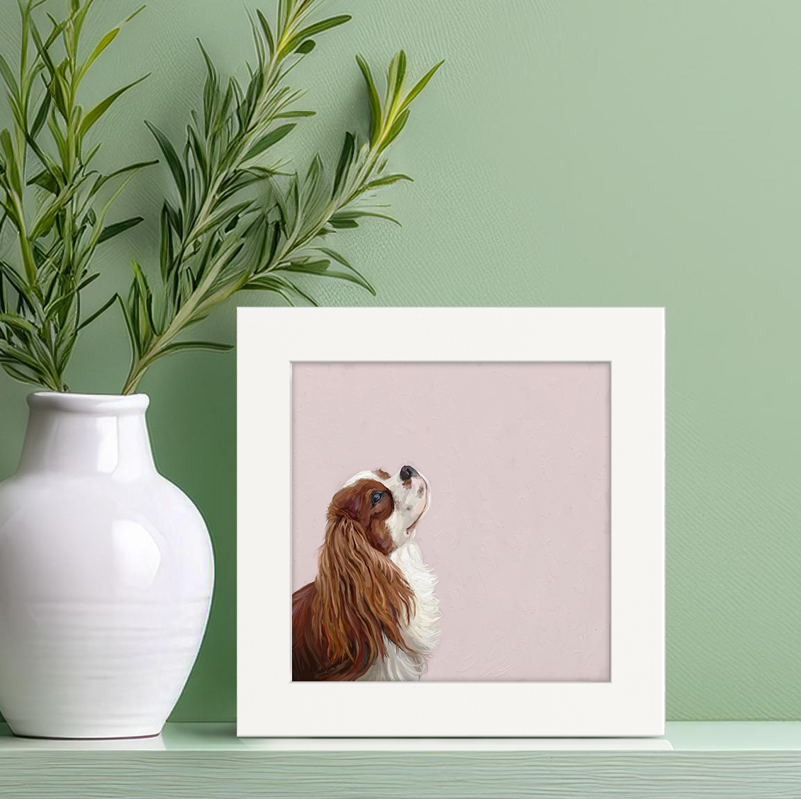 Best Friend - Looking Up Cavalier Happy Square™