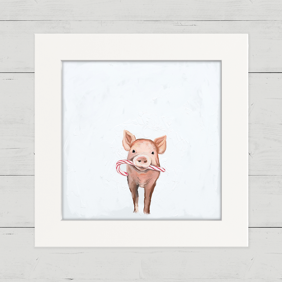 Candy Cane Pig Happy Square
