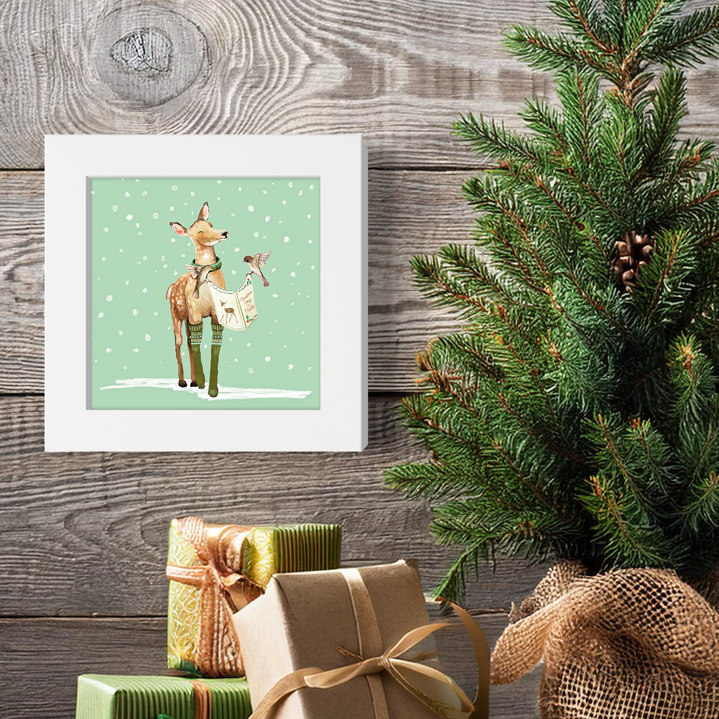 Caroling Deer Happy Square