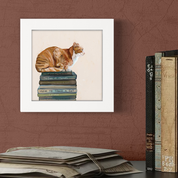 Cat on Books 1 Happy Square™