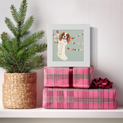 Cavalier in Stocking Happy Square