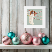 Cavalier in Stocking Happy Square