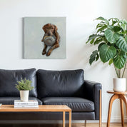 Chocolate Lab with Bowl Canvas Wrap