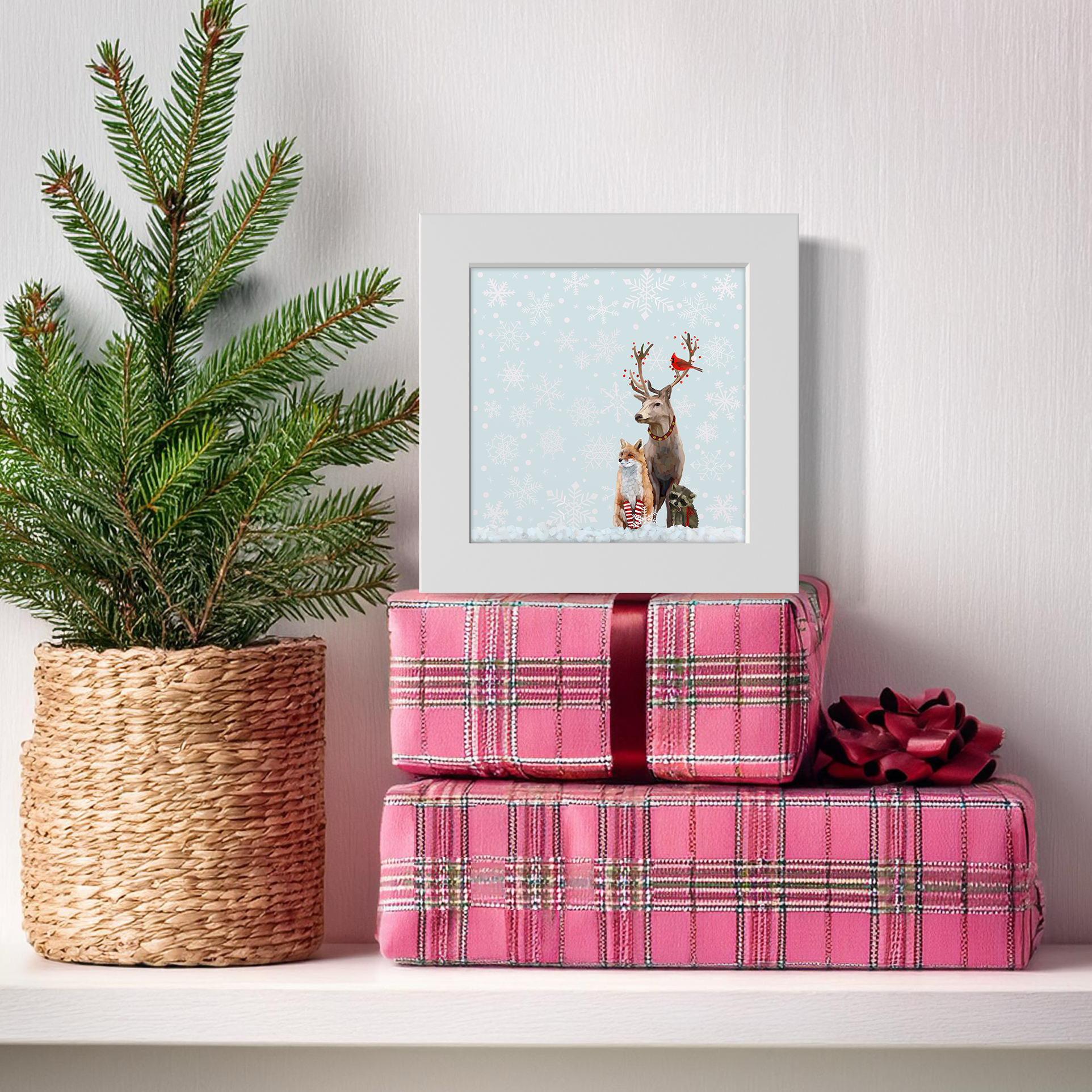 Christmas Buck and Buddies Happy Square